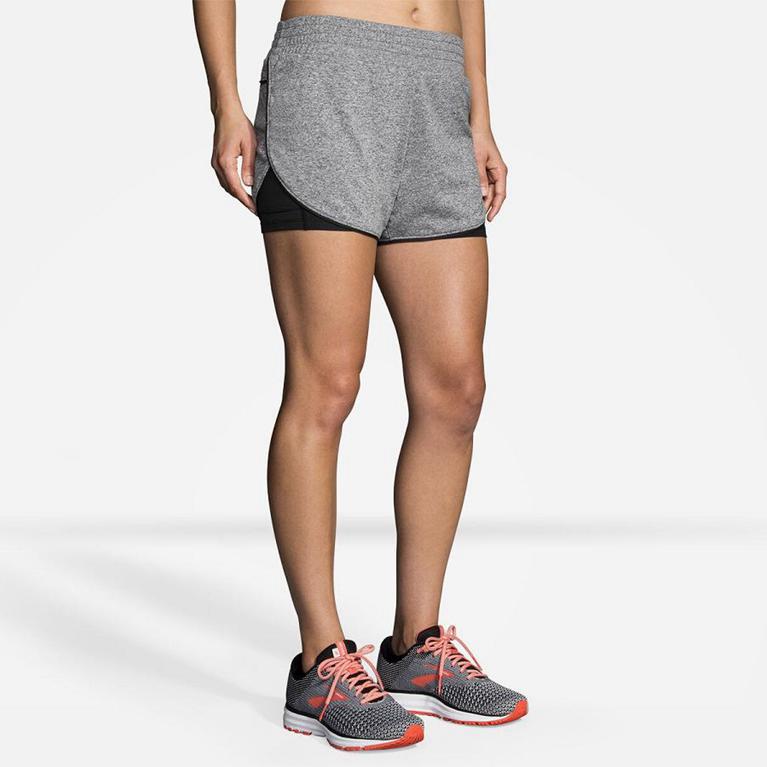 Brooks Rep 3 2-in-1 Running Shorts - Women's - Grey (43962-JVZT)